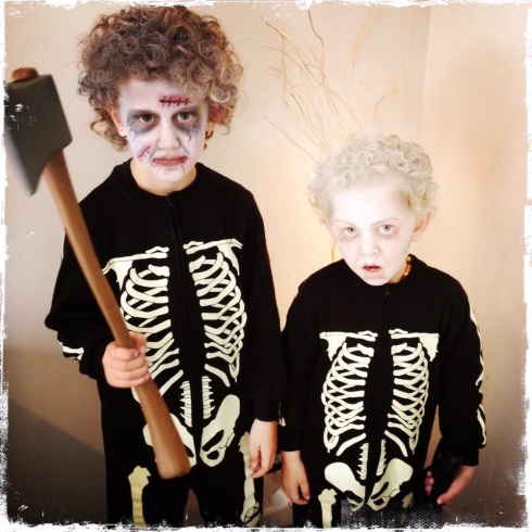 Zombie nephews. Photo by Hayley French at feijoadesigns.